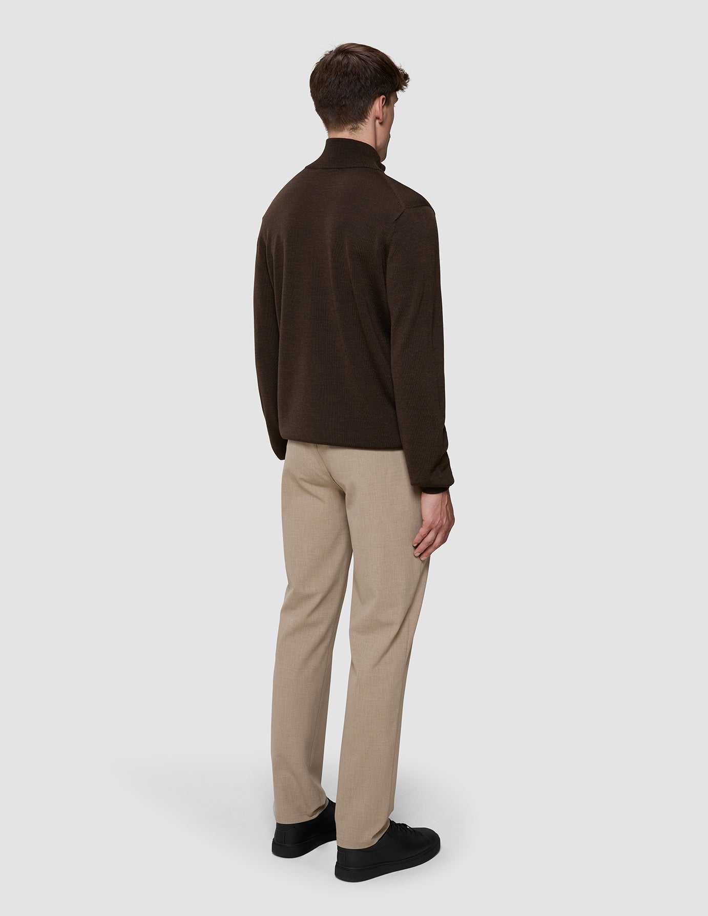 Seamless Premium Merino Knit Half Zip Saddle Brown